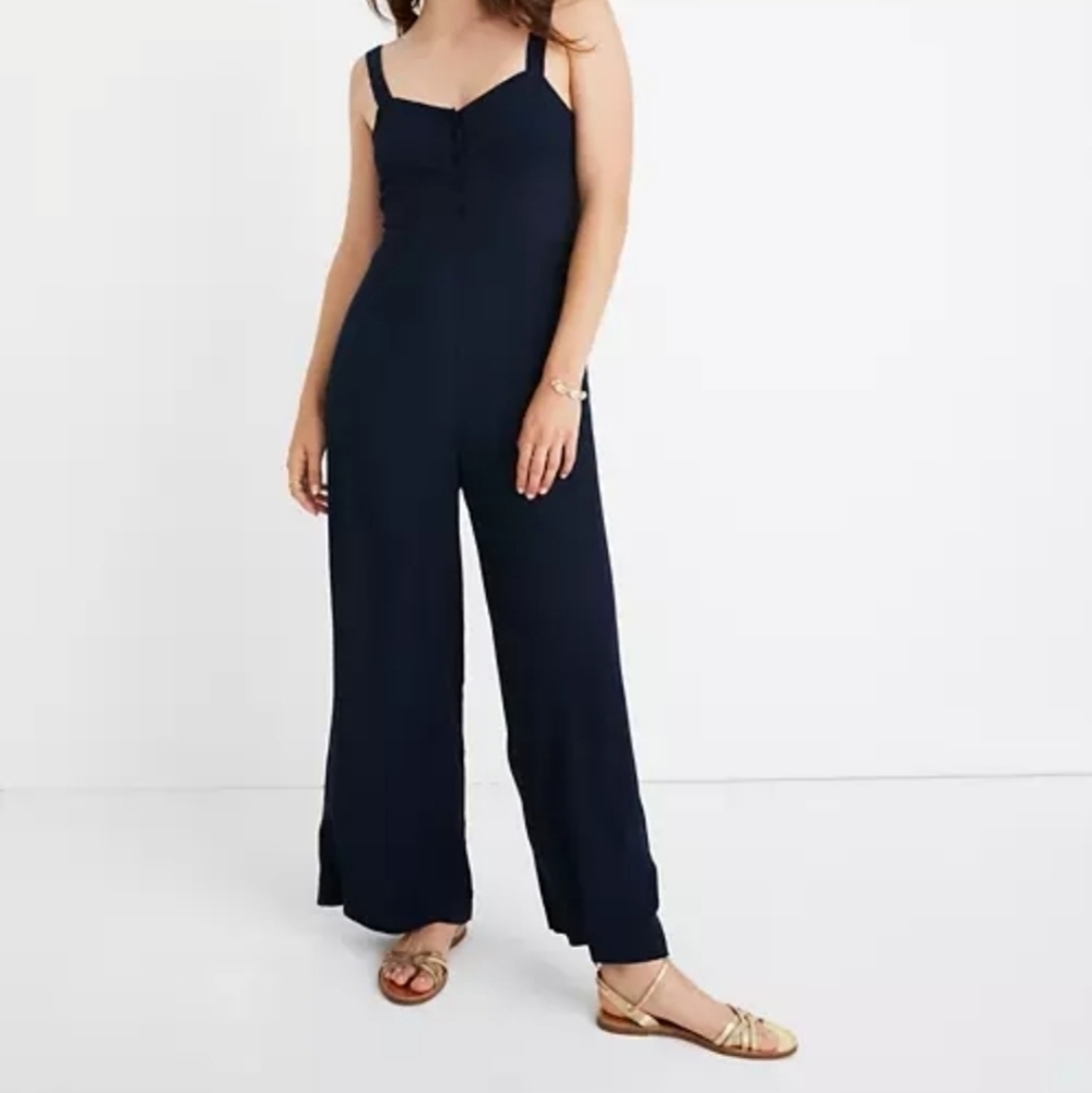 Madewellโ Button Front Wide Leg Jumpsuit
